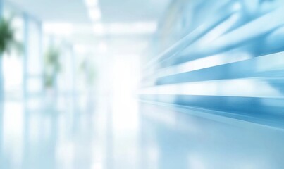 Obraz premium Blurred Hallway Interior with White Walls and Tile Floor in a Hospital Setting Offering a Clean and Modern Abstract Background