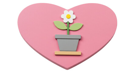 Isolated Heart with Flower Pot