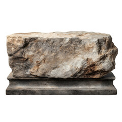 Rough Stone Block on Dark Base Ancient Relic Mysterious Artifact