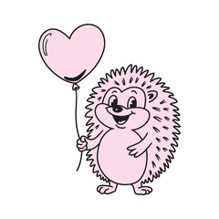 Cute hedgehog holding heart balloon vector