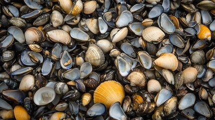 Seashell Beach Texture Background Many Shells