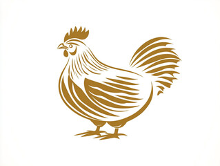 Fototapeta premium Elegant Golden Rooster Illustration Farm Animal Poultry Design Hen Chicken Graphic Bi