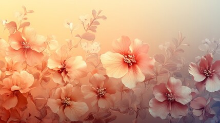 Delicate floral design in soft peachy tones.