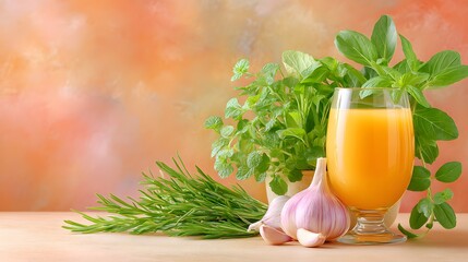 Refreshing morning beverage kitchen healthy food natural light nutritional benefits of garlic and orange juice