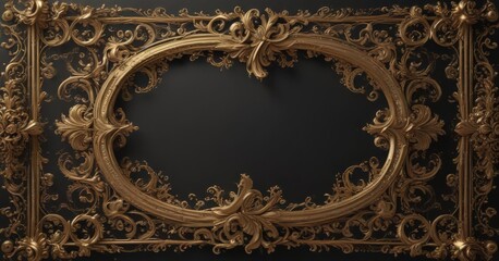 Intricate swirls & flourishes frame  Gold accents on dark background ,  arabesque,  swirls,  celebration