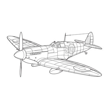 Old Airplane outline vector illustration