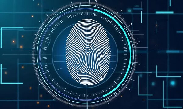 Digital fingerprint representation illustrating biometric authentication security technology