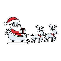 Santa riding sleigh vector icon