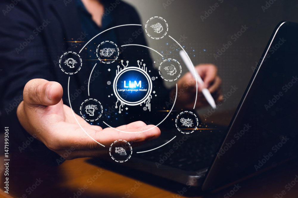 Poster language models the evolution of ai technologies in digital communication modern concept