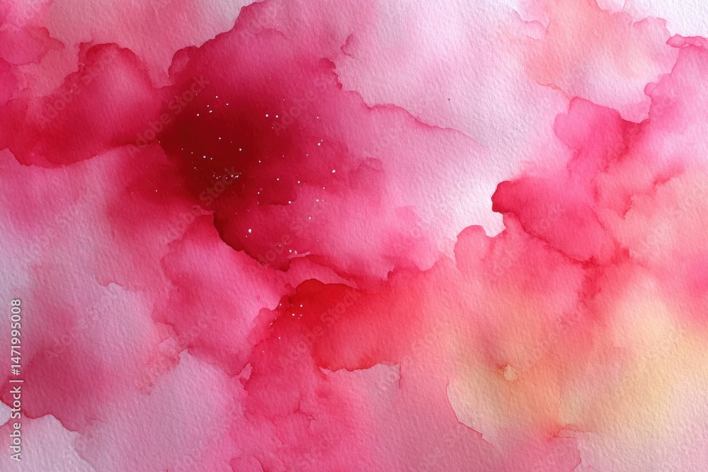 Poster soft pink and red watercolor abstract background with delicate blending and textured paper surface.