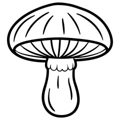 Minimalist Portobello Mushroom Line Drawing