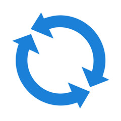 Blue circular arrows in flat rotation loop icon