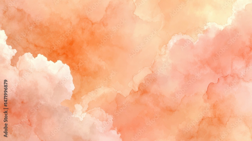 Aufkleber soft watercolor clouds in warm peach and orange tones create a calming and dreamy abstract backgroun