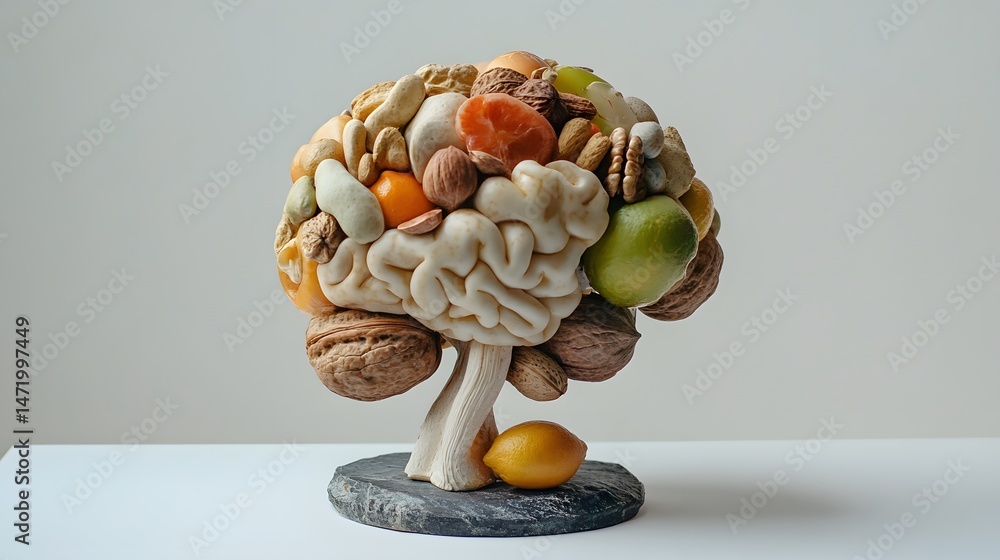 Poster unique abstract brain structure with tropical fusion