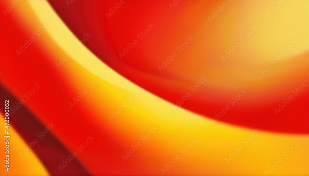Poster  vibrant red and yellow abstract gradient blur with soft curves for modern web design, branding background, or digital print illustration