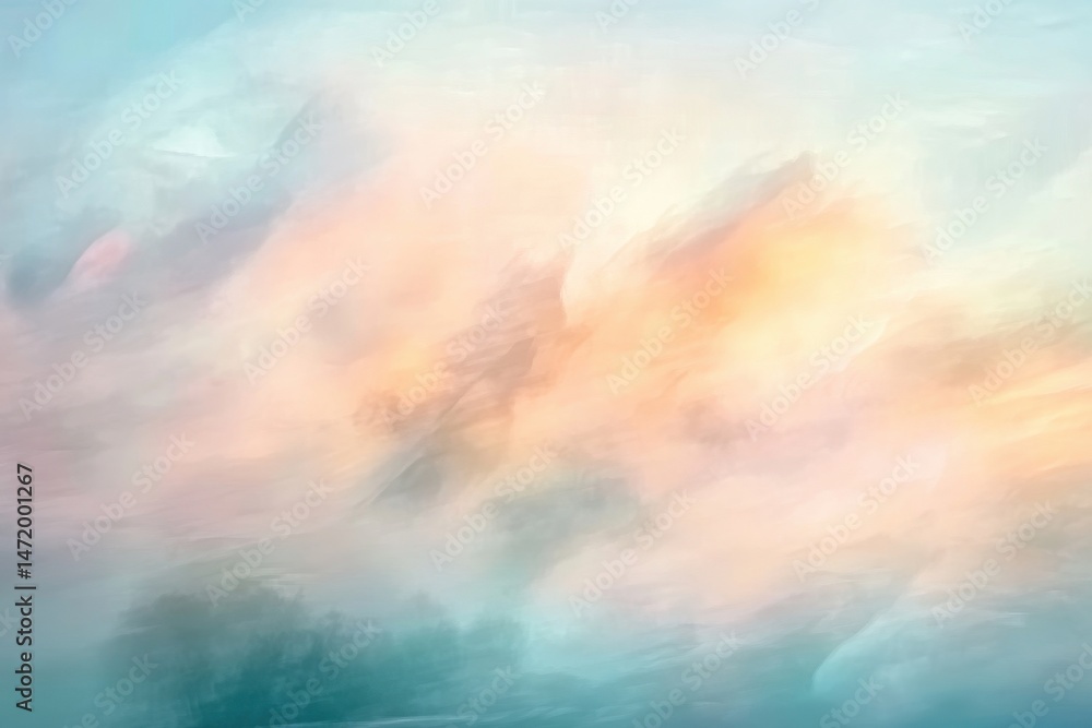 Poster vibrant abstract watercolor painting featuring soft pastel tones and textured brush strokes in a cre