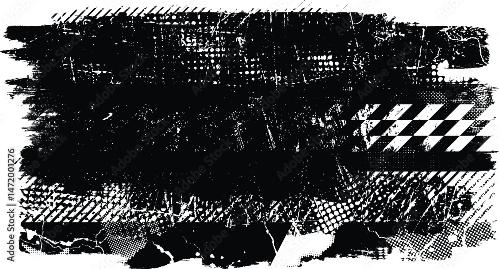 Aufkleber Grunge textured banner with rough edges. Speckled texture. Overlay grunge texture . Simply place texture over any object to create grunge effect . Banner with scratched surface for your design. 