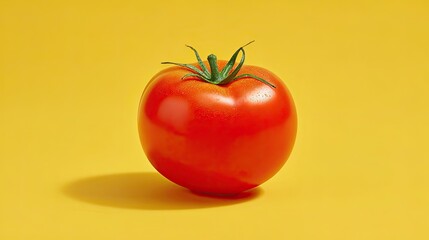 A tomato on a yellow background
