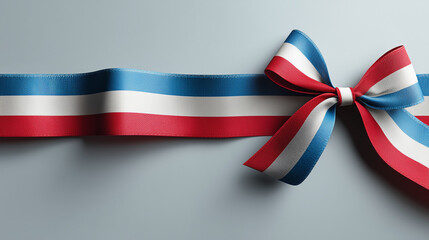 Fototapeta premium Elegant Bastille Day Background with French Flag Ribbon and Bow Design