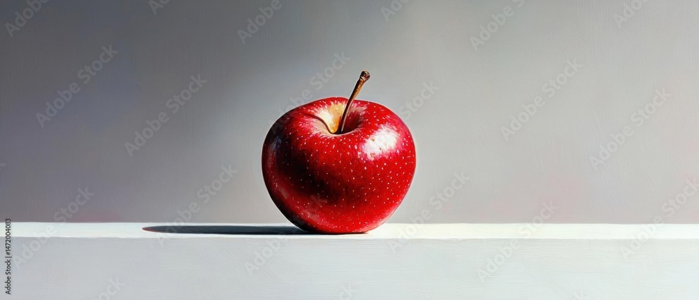 Fototapete close-up of a red apple on a white surface. the apple is in the center of the image and is the only 