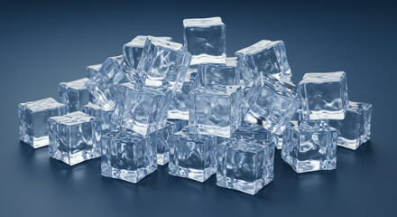 Obraz premium Ice Cubes Galore: Cool, Refreshing, and Crystal Clear Perfection! Stacked Ice for Drinks & Chilling.