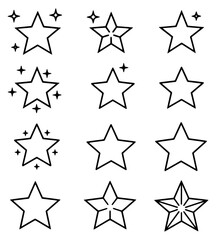 sparkle star icon, star sparkle vectors, Shining Sparkle icon, Blink twinkle, sunburst star shapes collection. Abstract magic light flare, vector stars icon templates pack isolated on white background