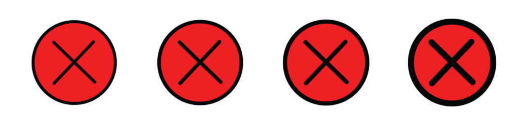 Obraz premium Close Icon Flat art illustration in outline.x icon button, cross or close icon button