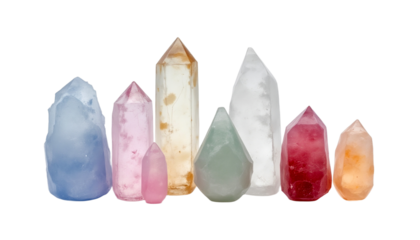 Beautiful collection of various healing crystals.