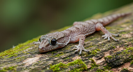 Mourning Gecko Camouflaged Against Bark in Lush Habitat, Blending Perfectly With Natural Environment