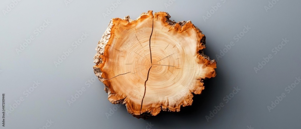 Poster close-up of a tree stump. the stump appears to be old and weathered, with a rough texture and deep g