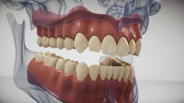 Malocclusion 3D model of human mouth with teeth, perfect for dental, orthodontic, medical, educational, and scientific purposes.