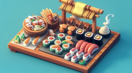 Sushi feast display