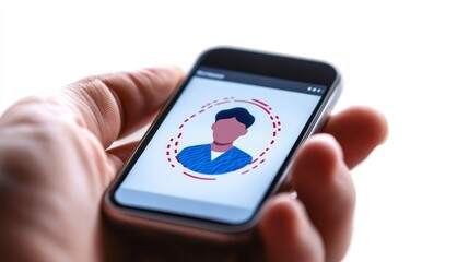 A person is holding a cell phone with a face on it