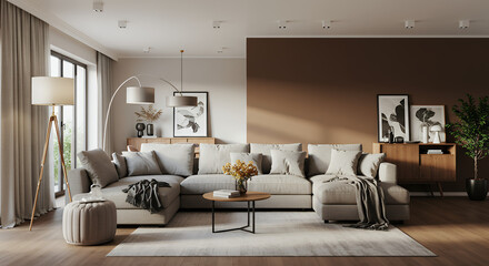 Cozy Living Room: Stylish Sectional Sofa, Modern Decor, & Natural Light | Home Interior Design Inspiration