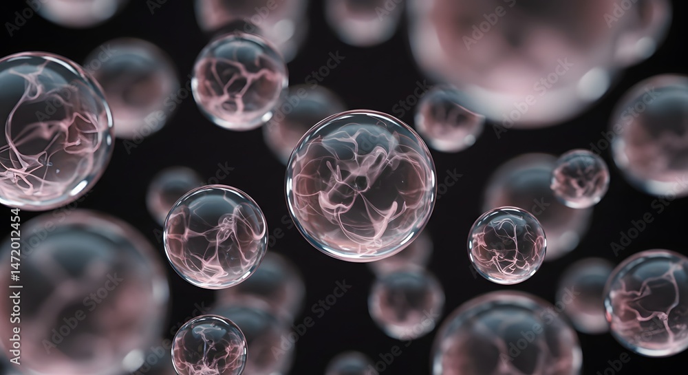 Poster mystical spheres with intricate patterns, a mesmerizing display of abstract artistry and digital cra