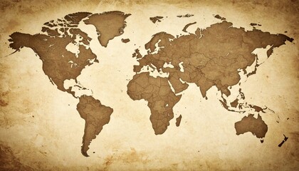 Detailed Vintage Map of the World with Intricate Lines and Aged Paper Texture for Historical and Artistic Purposes