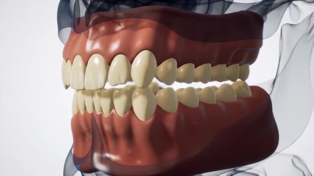 Malocclusion 3D model of human mouth with teeth, perfect for dental, orthodontic, medical, educational, and scientific purposes.