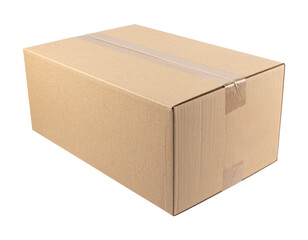 Single floating cardboard shipping box, PNG