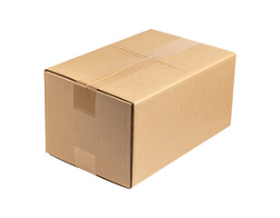 Single floating cardboard shipping box, PNG