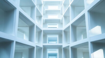 Obraz premium Modern Architectural Interior with Geometric Shapes and Natural Light