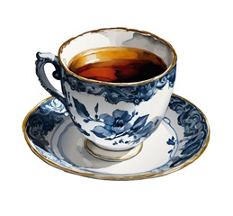 porcelain cup of tea vector illustration