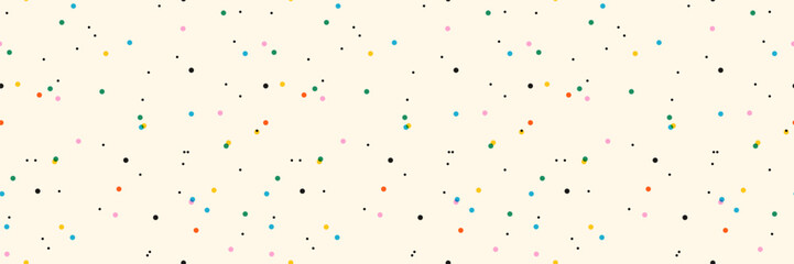 Dotted simple sprinkle seamless pattern. Bright color confetti on white background. Vector Illustration for holiday, party, birthday, invitation