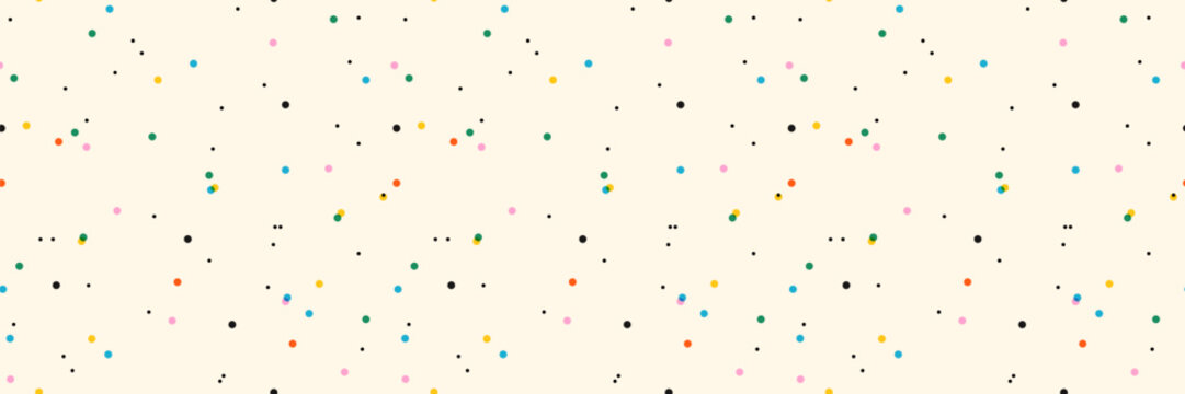 Dotted simple sprinkle seamless pattern. Bright color confetti on white background. Vector Illustration for holiday, party, birthday, invitation