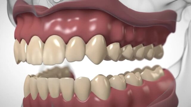 Malocclusion 3D model of human mouth with teeth, perfect for dental, orthodontic, medical, educational, and scientific purposes.
