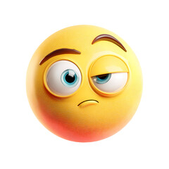 Fototapeta premium 3D Rendered Suspicious Emoticon with One Eye Closed on Transparent Background