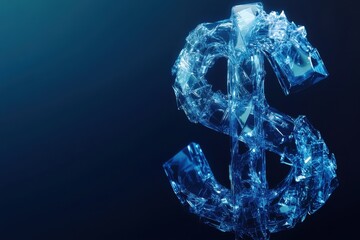 Abstract Blue Dollar Sign With Geometric Design On A Dark Background Financial Concept