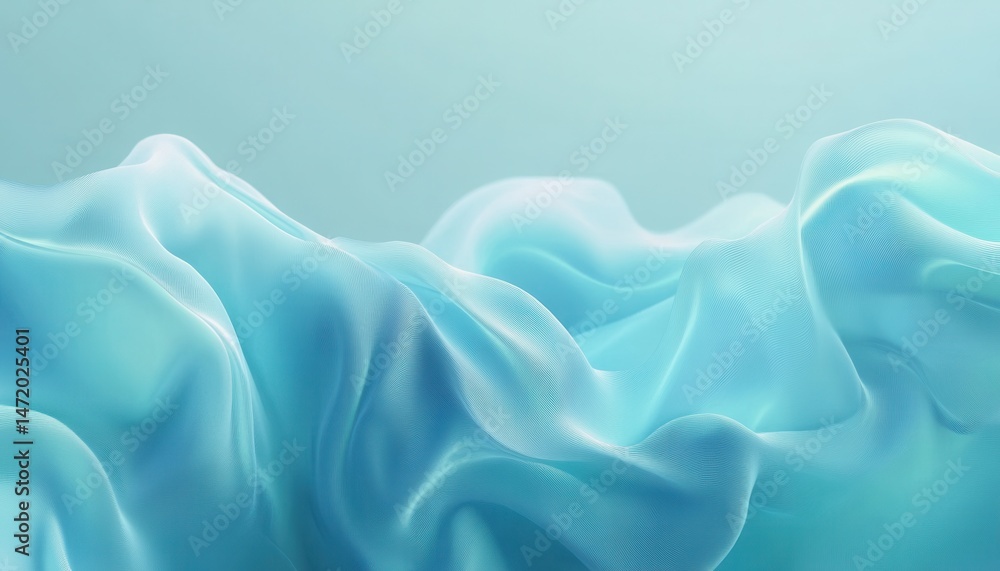 Leinwandbilder Abstract Cyan Wave Texture Background with Fluid Motion Minimalist and Contemporary Design Artistic Light Play and Gradient Surface for Backdrop or Wallpaper