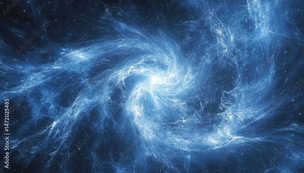 Poster Abstract Deep Space Galaxy Nebula with Shining Stars and Swirling Patterns in Dark Blue Cosmic Background