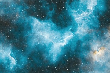 Cosmic nebula, vibrant blues, swirling clouds of gas, sprinkled with distant stars
