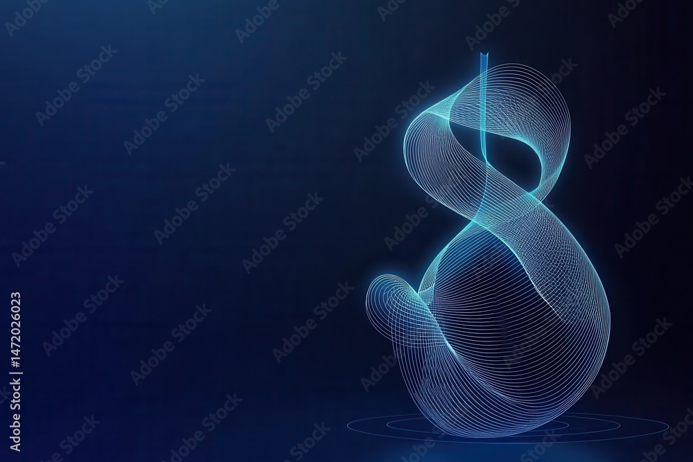 Fototapete Abstract Glowing Blue Digital Wave of Particles on Dark Background with Dynamic Light and Futuristic Design a Modern Visual Element